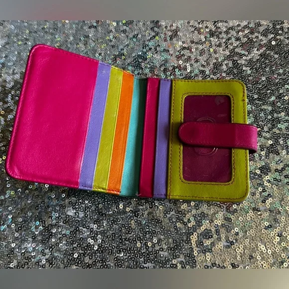 Colorful Bi-Fold Genuine Leather Cards Wallet For Women - Picture 10 of 16